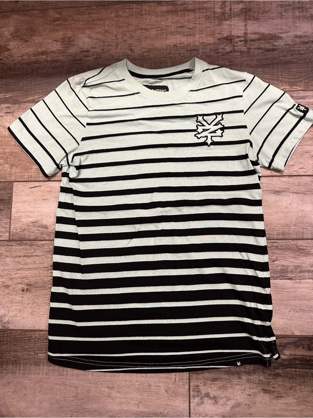 Striped Short-Sleeve Tee - Black & mint green fits more like a medium